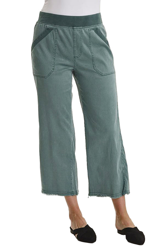 XCVI Daga Tencel Flared Leg Pull-On Crop Pant in Ocean Storm Pigment