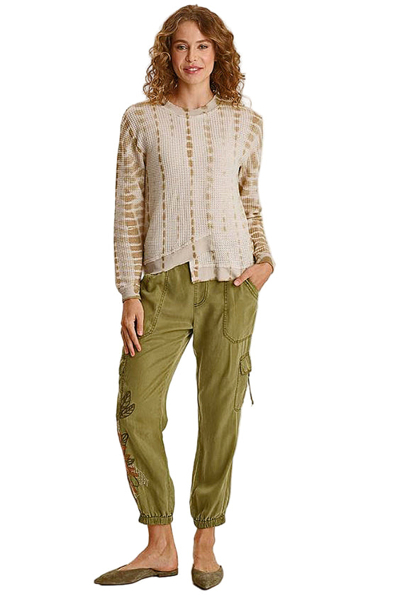 XCVI Darri Embroidered Pull-on Soft Twill Jogger Pants in Thicket Pigment