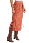 XCVI Sisu Corduroy Adjustable Cargo Midi Skirt in Papaver