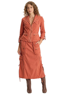  XCVI Sisu Corduroy Adjustable Cargo Midi Skirt in Papaver