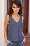 XCVI Wearables Aria Tank in Saturated Stone Blue