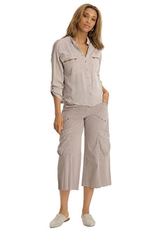  XCVI Wearables Faulkner Poplin Exaggerated Pocket Crop Pant in Foxglove Pigment 22934W