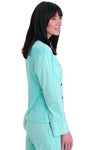 XCVI Wearables Madai Cotton Linen Jacket in Vibrant Tropical Seas Blue