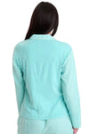 XCVI Wearables Madai Cotton Linen Jacket in Vibrant Tropical Seas Blue
