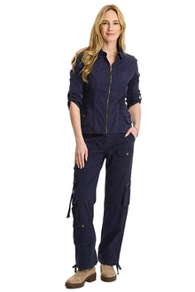  XCVI Wearables Poplin Chaucer Pant in Navy 22936W