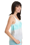 XCVI Wearables Shawnie Tank in Transitional Tiered  Aqua Tie Dye
