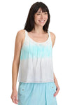 XCVI Wearables Shawnie Tank in Transitional Tiered  Aqua Tie Dye