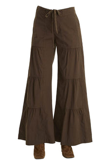  XCVI Wearables Stretch Poplin Terraced Wide Leg Pant in Cedar Glen 2958W