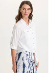 XCVI Wearables Tyrell Tie Front Button Up Top in White