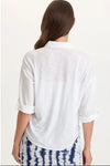 XCVI Wearables Tyrell Tie Front Button Up Top in White