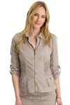 XCVI Wearables Wexel Stretch Poplin Fitted Cargo Jacket in Foxglove Pigment 14697W