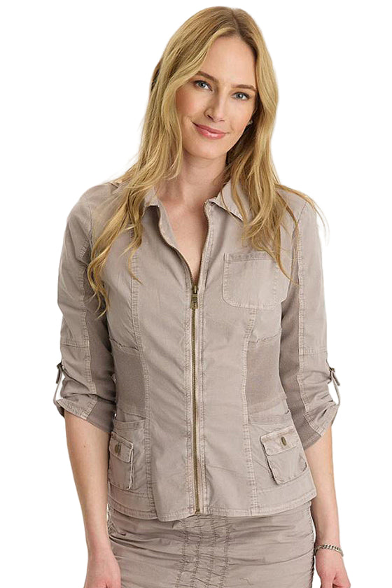 XCVI Wearables Wexel Stretch Poplin Fitted Cargo Jacket in Foxglove Pigment 14697W
