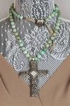 ZINC Designs Antique Silver Cross Beaded Necklace