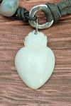 ZINC Designs Beaded Pewter Bone Sacred Heart Charm Bracelet