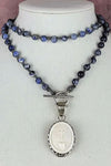 ZINC Designs Bone Tibetan Heart and Cross Pendant Beaded Necklace