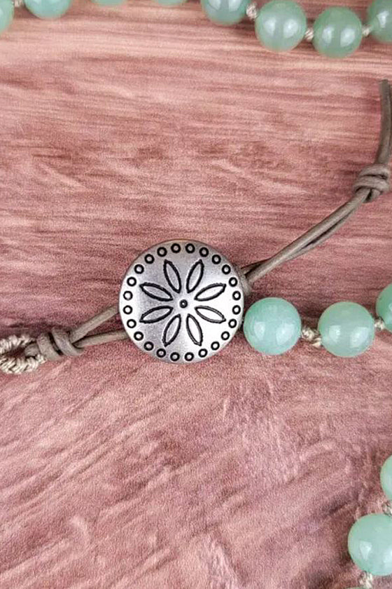 ZINC Designs Lotus Flower Tibetan Pendant Beaded Necklace