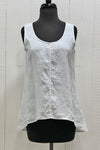 Bodil Linen Tank Top White With Black Stitching