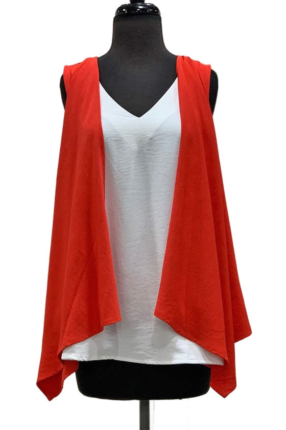 Ever Sassy By Dolcezza Cupra Woven Pullover Tank/Vest Combo in Coral