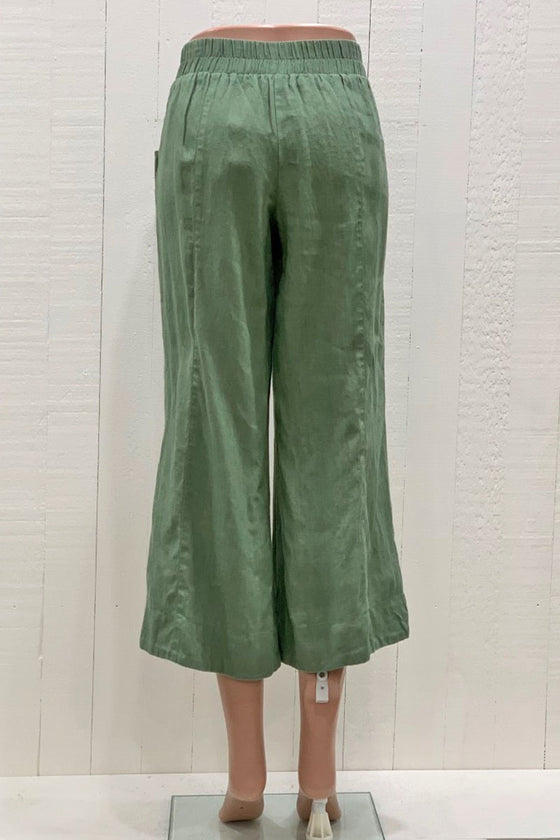 Ivy Jane Linen Crop Pant in Green