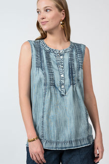  Ivy Jane Tucked Sleeveless Top in Indigo