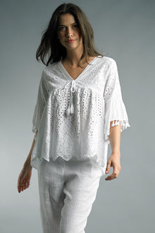  Tempo Paris Cotton Bell Sleeve Tunic in White