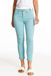 Tru Luxe Skinny Crop With Double Fray Hem in Turquoise