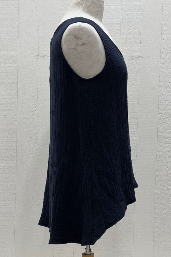 Bodil 4-Ply Cotton Gauze Tank Top in Blueberry