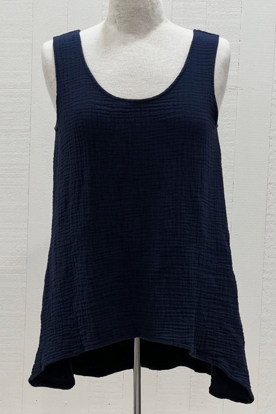 Bodil 4-Ply Cotton Gauze Tank Top in Blueberry