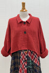 Bodil One Size 4-Ply Cotton Gauze Crop Jacket in Paprika