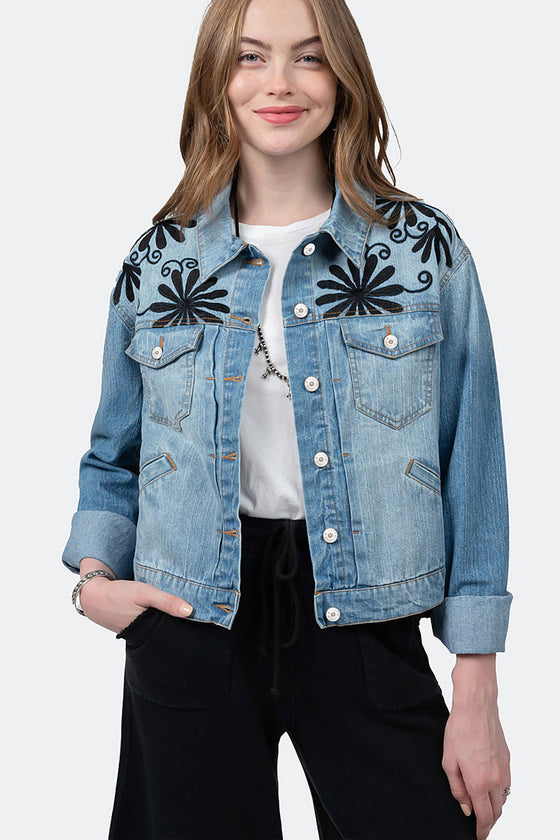 Comfort And Joy by Ivy Jane Otomi Embroidered Jacket in Indigo