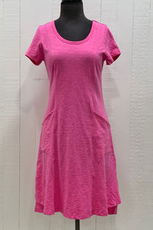  Escape By Habitat Cotton Slub Scoopneck Pocket Dress in Flamingo