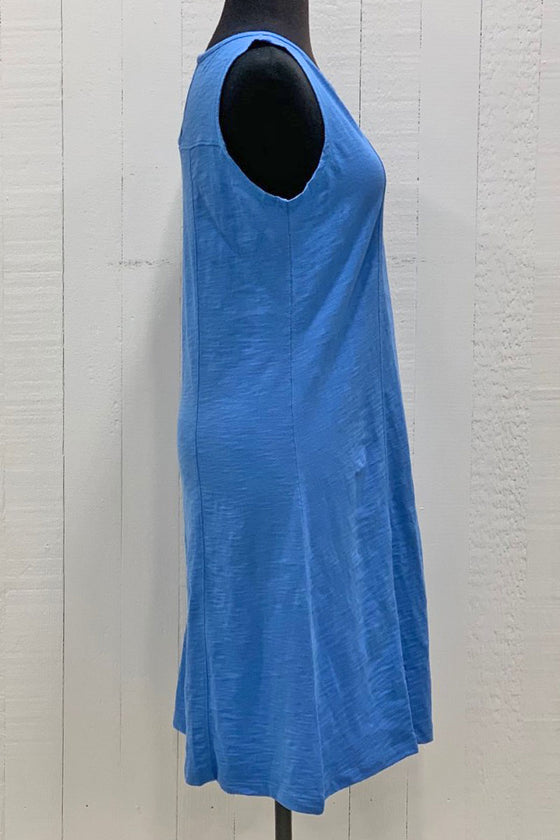 NEW J.Jill Small Blue Tank Seamed Sleeveless Dress with Pockets