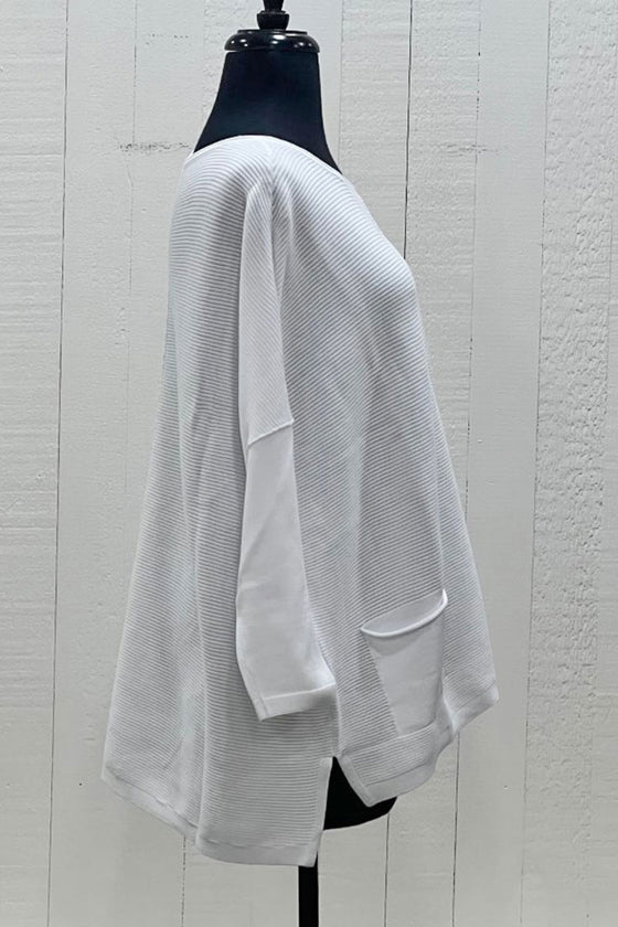 Habitat Cotton Mix Stitch Hi-Lo Pocket Sweater in White