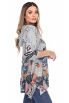 Inoah Hey People 3/4 Sleeve Hooded Sharkbite Top