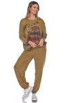 Inoah Long Straight Jogger Pants in Brushed Mustard