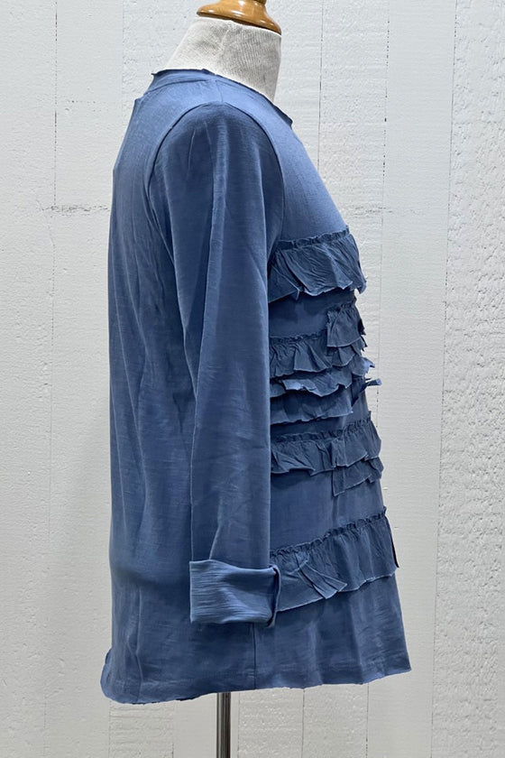 Ivy Jane Dancing Ruffles Knit Top in Blue