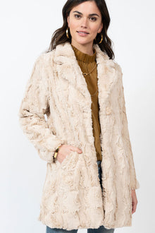  Ivy Jane Faux Fur Car Coat in Ivory