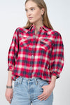 Ivy Jane Snap Front Plaid Shirt in Fuchsia