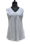 Match Point Linen V-Neck Bias Cut Tank Top in White