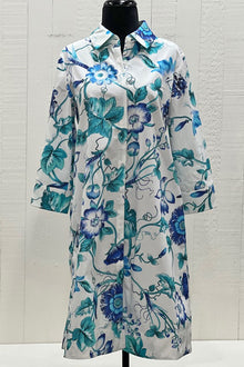  Perlavera Printed Clara 3/4 Sleeve Missy Fit Midi Dress in Ivy Aqua