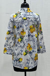 Perlavera Printed Cos 3/4 Sleeve Missy Fit Shirt in Lemon