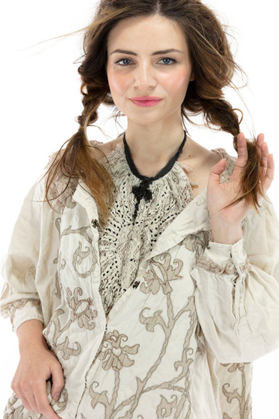 Magnolia Pearl Embroidered Leola Coat in Moonlight - JACKET504-MOON