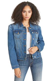  Driftwood Puff Sleeve Denim Jacket Indigo Med Wash