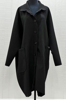  Saga Collar Boxy Coat in Black