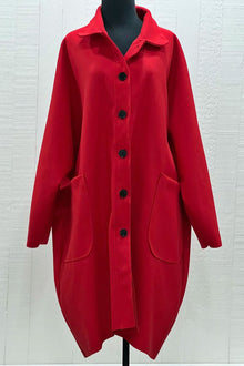  Saga Collar Boxy Coat in Red