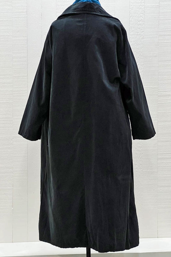 Saga Corduroy Long Jacket in Black