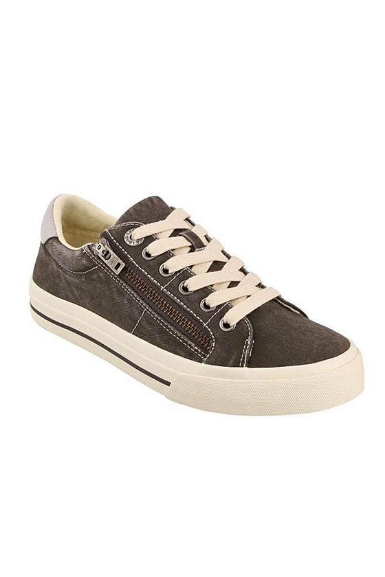 Taos Z Soul Canvas Sneaker in Graphite and Light Grey Distressed