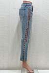 Tru Luxe Side Stripe Embroidered Jean in Multi