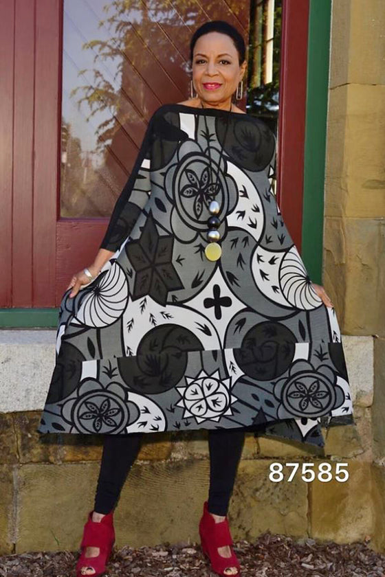Vanite Couture Dress 87585 Black/Grey/White