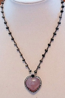  ZINC Designs Rose Quartz Heart with Tibetan Silver Pendant Necklace